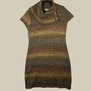 Dressbarn XL Womens Cowl Neck Sweater Dress Multicolor Fall Earth Tones Neutral